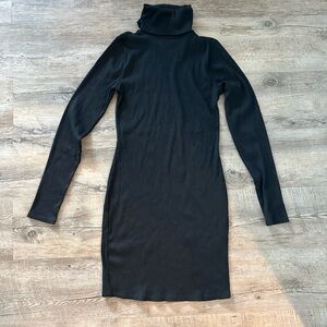 Wild Fable Black Ribbed Long Sleeve Bodycon Turtleneck Dress